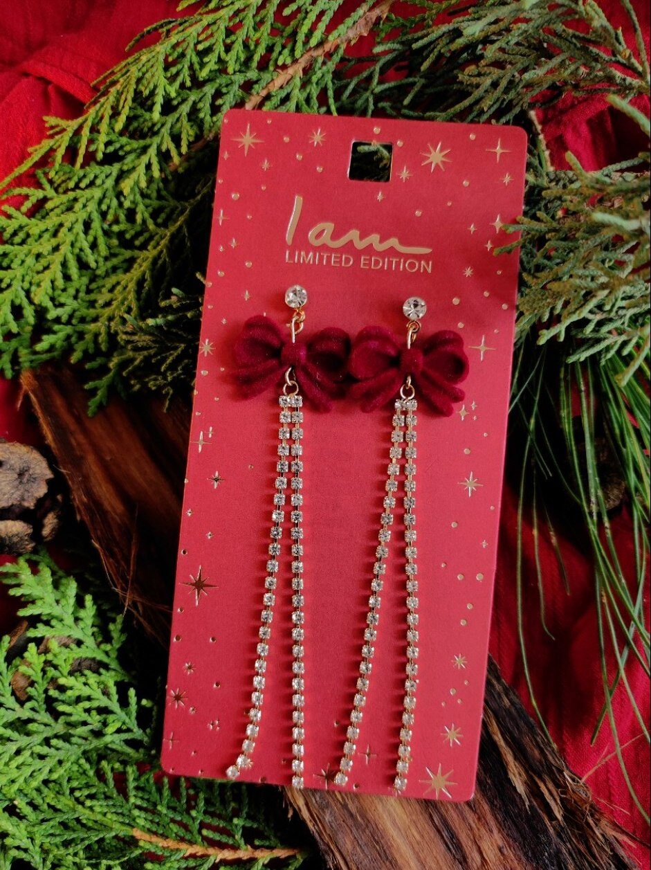 گوشواره آویز پاپیون سرخ - Image 1