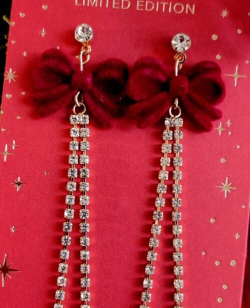 گوشواره آویز پاپیون سرخ - Image 2